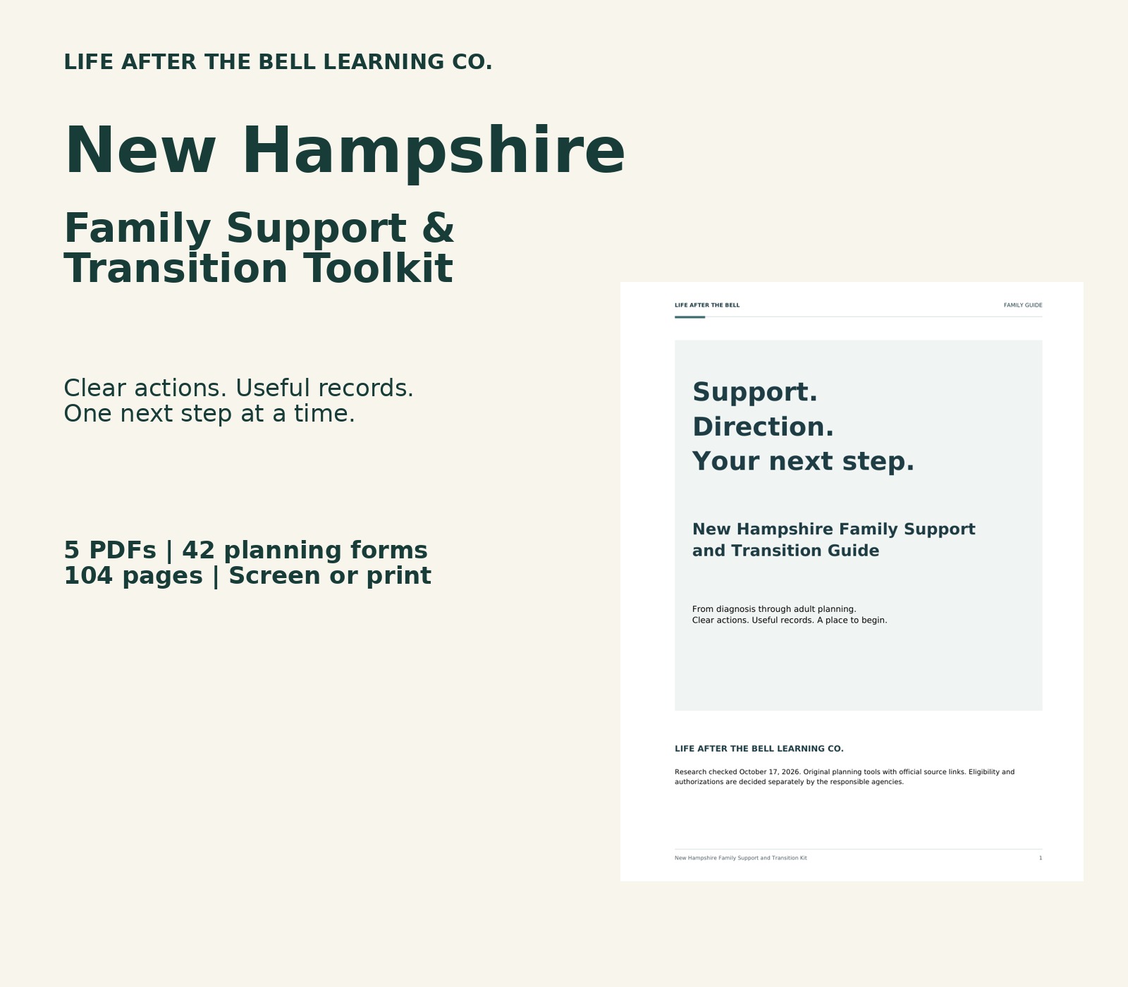New Hampshire toolkit with actual guide cover